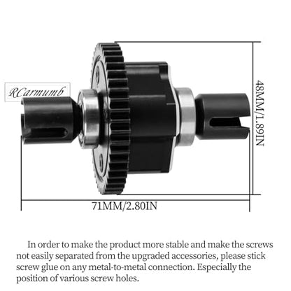 46T Center Differential Assembly #9585 Upgrades Part for Sledge 1/8,Heavy Duty Medium Carbon Steel & Aluminum Alloy RCarmumb RC Truck Replacement Upgrade,Black - color: Black(1set)