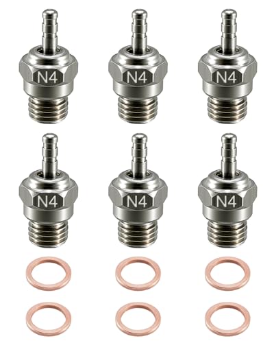 70117 N4 Medium Glow Plug Fit for Traxxas T-Maxx 2.5 3.3 Nitro RC Car Truck | N4 Spark Nitro Engine Parts Fit for Redcat 1/8 1/10 Kyosho HSP HPI Buggy, Replace 3232X, 6PCS