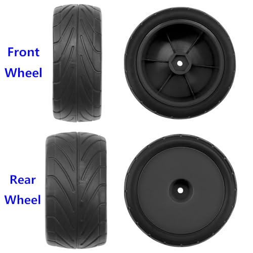 4Pack ShareGoo RC 85mm/3.34" Rubber Tires Front Rear Tyres 12mm Hex Wheel Compatible with Redcat HPI HSP Kyosho 1/10 RC Off-Road Car Buggy (Black) - color: Black