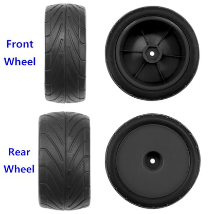 4Pack ShareGoo RC 85mm/3.34" Rubber Tires Front Rear Tyres 12mm Hex Wheel Compatible with Redcat HPI HSP Kyosho 1/10 RC Off-Road Car Buggy (Black) - color: Black