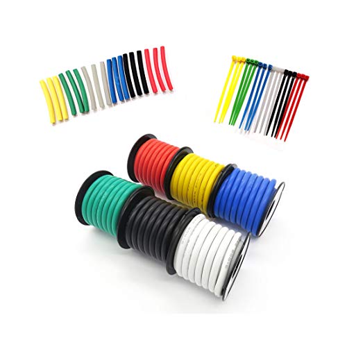 Fermerry 12 AWG Stranded Wire Spool 25ft Each 6 Colors | Flexible 12 Gauge Silicone Hook up Wire Kit Electrical Tinned Copper Wire - size: 25FT, style: 12 AWG-6C