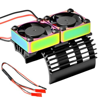 RC 30mm 28000 RPM Dual Cooling Fans Motor Heatsink Fan for 1/8 1/10 RC Car 540 550 3650 3660 3665 3670 Brushless Motor (Black)
