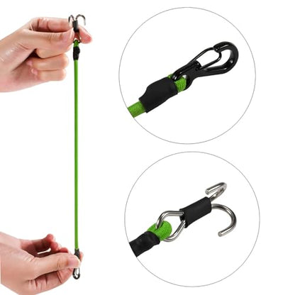 2pcs 280mm Elastic Strap Escape Rope Kinetic Winch Strap with Rescue Trailer Hook for 1/18 1/24 RC Crawler Car TRX4M High Trail SCX24 FCX24 (Green) - color: Green