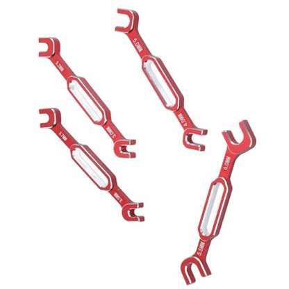 4PCS RC Turnbuckle Wrench, Turnbuckle Nut Ball Joint Remover Aluminum Alloy RC Repair Tool Set with 3.0 3.2 3.5 3.7 4.0 5.0 5.5 6.0mm (Red)
