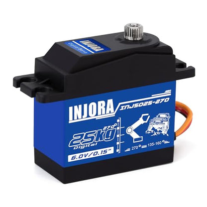 INJORA Servo 25KG High Torque Servo for RC Car Models Crawler Truck (Control Angle 270°) - size: 25kg（270°）