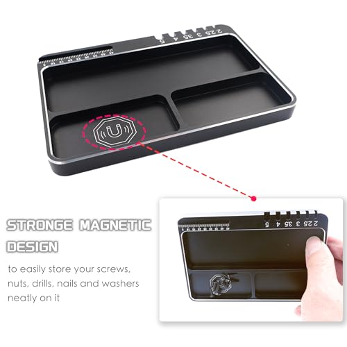 Universal Aluminium RC Screw Tray with Magnetic Pad for RC Model Repair | Parts Tray Organizer,Magnetic Mat Electronic Repair Kit Tool Organizer,High Strength,CNC Aluminium