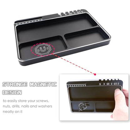 Universal Aluminium RC Screw Tray with Magnetic Pad for RC Model Repair | Parts Tray Organizer,Magnetic Mat Electronic Repair Kit Tool Organizer,High Strength,CNC Aluminium