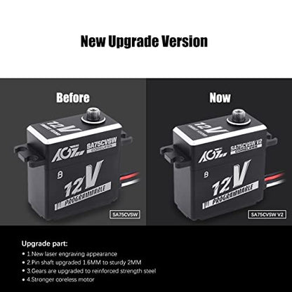 AGFRC SA75CVSW V2 45KG 12V Waterproof Servo for 1/8 RC Cars | 0.090Sec/60° @12V, Programmable, Coreless motor, Full Metal Gear, 180°, Fits 1/10 & 1/8 RC Cars/Trucks/Crawlers