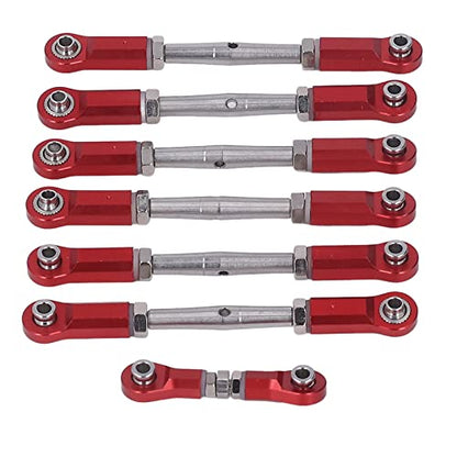 7PCS Adjustable Links Set for Slash Rustler - RC Accessories - 1/10 RC Car Adjustable Steering Linkage Kit with 87-103mm Links (Red) - color: Red
