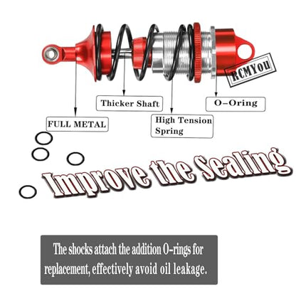 Shock Absorber Upgrades for 1/7 Felony 6S BLX,Infraction 6S BLX,Limitless Roller Speed Bash,4Pcs Front Rear RC Shocks Damper Parts,Adjustable Hop Ups,Replace #ARA330627,Red - color: Red