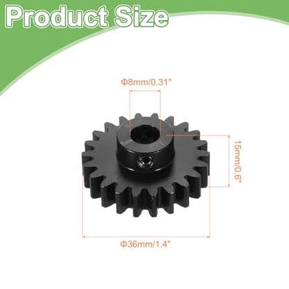 MECCANIXITY Steel M1.5 Gear Set 22T 8mm Shaft Motor Gears for RC Vehicles Truck Drift Car Part, Black - size: 22T