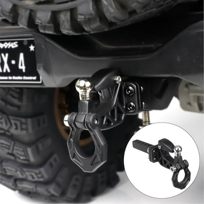 Metal RC Crawler Trailer Hook Tow Hitch, Trailer Hitch Receiver for 1/10 RC Crawler Traxxas TRX4 Axial SCX10 Rear Bumper Parts (Black) - color: Black