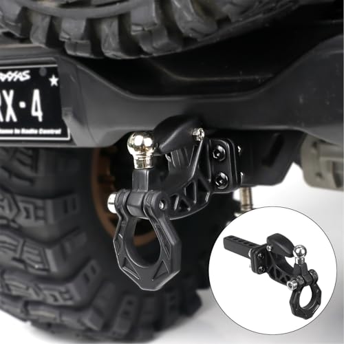 Metal RC Crawler Trailer Hook Tow Hitch, Trailer Hitch Receiver for 1/10 RC Crawler Traxxas TRX4 Axial SCX10 Rear Bumper Parts (Black) - color: Black