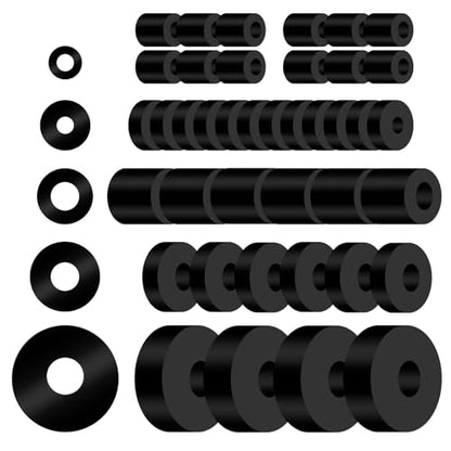 40 Pcs Thick Rubber Spacer 5 Sizes Multi Purpose Black Round Rubber Washers Anti Vibration Isolation Pads Bushings for Home Industrial Machinery Car Bolts Screws