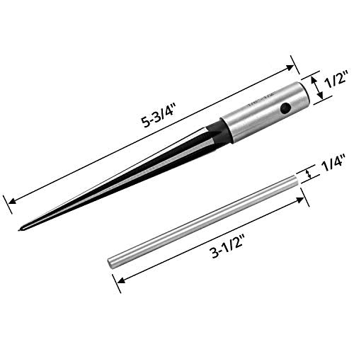 QWORK® Tapered Reamer (1/8" / 3mm - 1/2" / 13mm) Straight Flute Handle T Handle Tapered Reamer Tool for Wood Plastic, Carbon steel