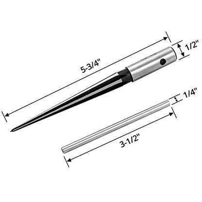 QWORK® Tapered Reamer (1/8" / 3mm - 1/2" / 13mm) Straight Flute Handle T Handle Tapered Reamer Tool for Wood Plastic, Carbon steel