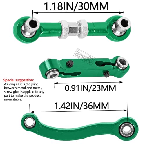RC Aluminum Metal Turnbuckle Camber Links Toe Links with Rod Ends Steering Linkage Set Upgrade Parts for 1/18 LaTrax Teton,Desert Prerunner.Green(Replace 7636) - color: Green(7pcs)