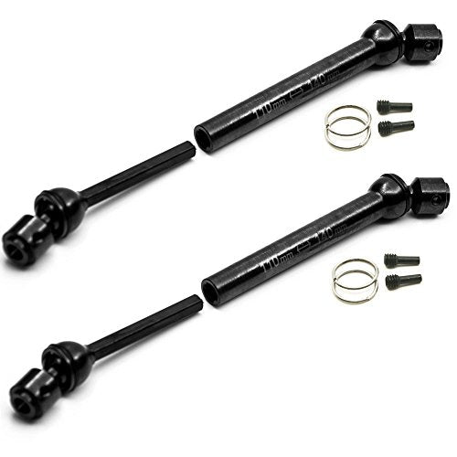 QUE-T 2 Pcs Steel 110MM-140MM Drive Shafts for 1/10 Axial Wraith/SCX10/Dingo/D90 RC Crawler Car (110MM-140MM)