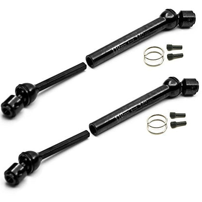 QUE-T 2 Pcs Steel 110MM-140MM Drive Shafts for 1/10 Axial Wraith/SCX10/Dingo/D90 RC Crawler Car (110MM-140MM)