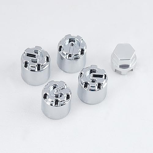 DJX 4PCS Aluminum M4 Wheel Nut Center Cap Locking Hubs w/Tool for 1/10 RC Crawler Traxxas TRX4 Axial SCX10 90046 D90 Redcat Gen7(Chrome) - color: Chrome