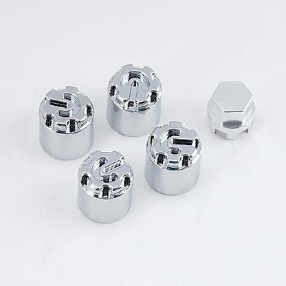 DJX 4PCS Aluminum M4 Wheel Nut Center Cap Locking Hubs w/Tool for 1/10 RC Crawler Traxxas TRX4 Axial SCX10 90046 D90 Redcat Gen7(Chrome) - color: Chrome