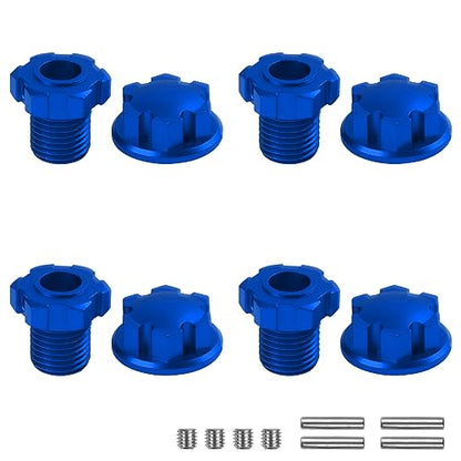 Aluminum 17mm Splined Wheel Hubs Adapter & Nuts #8654 Compatible with Traxxas 1/10 E-Revo 2.0 Maxx & 1/8 Sledge RC Car (Blue) - color: Blue