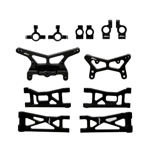 Alum Shock Tower, Suspension Arm, Front Steering Knuckles, Caster Blocks C Hubs and Rear Hubs Compatible with Losi 1/24 Micro-B 1/28 Micro-T Upgrades Part Black - color: Black
