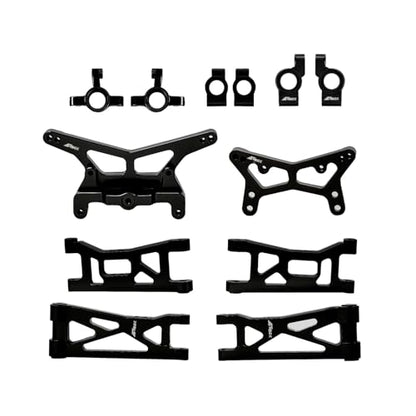 Alum Shock Tower, Suspension Arm, Front Steering Knuckles, Caster Blocks C Hubs and Rear Hubs Compatible with Losi 1/24 Micro-B 1/28 Micro-T Upgrades Part Black - color: Black