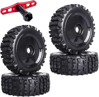 17mm Hex Preglued Wheels Tires Set 1/8 RC Truck Compatible with Arrma Typhon 6S Blx Talion Losi 8IGHT