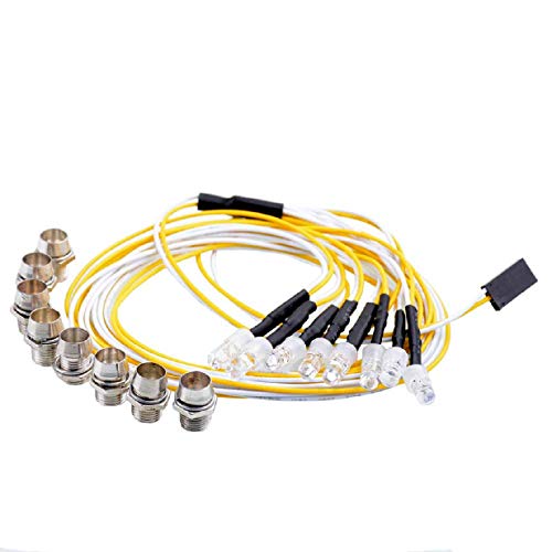 Universal 8Leds LED Light Headlights Taillight Kit Accessories Lights Compatible with traxxas Slash HSP RC4WD Tamiya Redcat Axial SCX10 Kyosho RC Car Truck Crawler (White,Red,Blue LEDs)