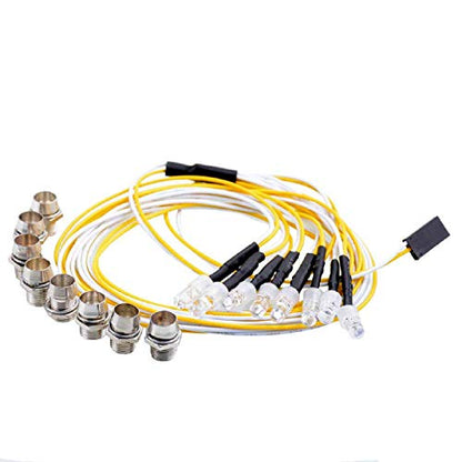 Universal 8Leds LED Light Headlights Taillight Kit Accessories Lights Compatible with traxxas Slash HSP RC4WD Tamiya Redcat Axial SCX10 Kyosho RC Car Truck Crawler (White,Red,Blue LEDs)