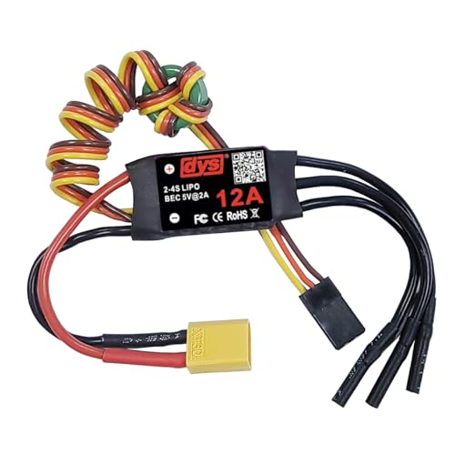 DYS 12A 2-4S Brushless ESC with 5V/2A BEC with XT30 & 2.0mm Plug for RC Fixed-Wing Aircraft Helicopter - color: Dys 12a Esc