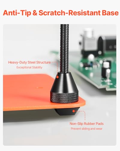 VEVOR Magnetic Helping Hands Soldering Station, 2-In-1 Third Hand Soldering Tool - 3X LED Magnifying Lamp & 5 Flexible Arms, 6 PCB Holders, Heavy-Duty Base Station for Electronic Repair Craft Hobby - style: 11*7in Large Base with Light and Holders
