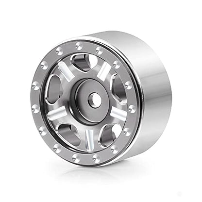 RC-Hub 4Pcs Aluminum Alloy 1.0" Micro Beadlock Wheels for All 1/24 Axial SCX24 90081 RC Crawler Car (Titanium) - color: Titanium