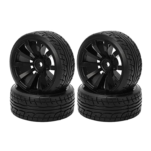1/10 RC Drift Car Tires Hard Rubber Tyre Set for TT02 On Road Drifting Car Black 62mm Diameter 26mm Width 12mm Hex Coupler 4PCS