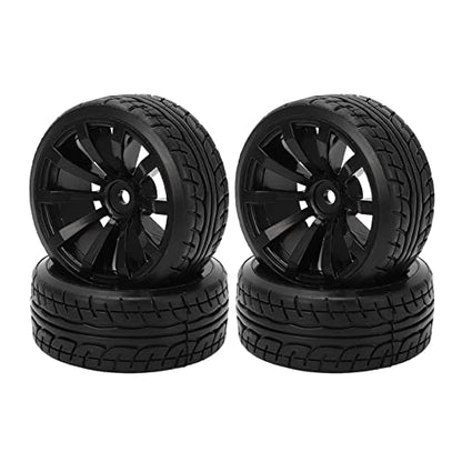 1/10 RC Drift Car Tires Hard Rubber Tyre Set for TT02 On Road Drifting Car Black 62mm Diameter 26mm Width 12mm Hex Coupler 4PCS