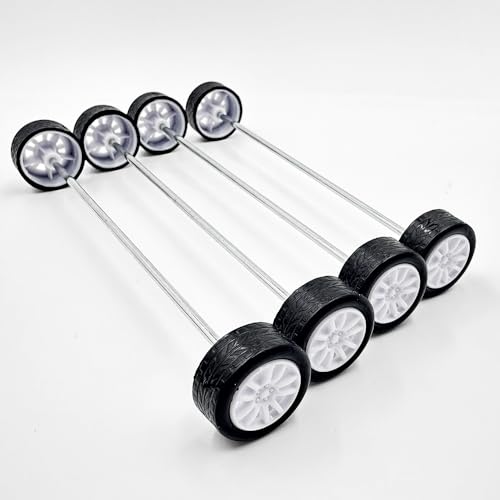20PCS Small Toy Car Wheel 18mm Model Car Mini Rubber Tire Wheels with 10PCS Shaft Round Rod Axles for DIY Model Toy RC Car Truck Robot Building Accessories (White 2x18mm) - style: White 2x18mm