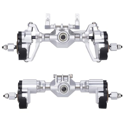 Ascent-18 Portal Axle Set for Redcat Ascent-18 Upgrade, CNC Aluminum Front & Rear Axles with Brass Portal Covers, Steel Gears, Servo Mount & Steering Links (Silvery) - color: Silvery