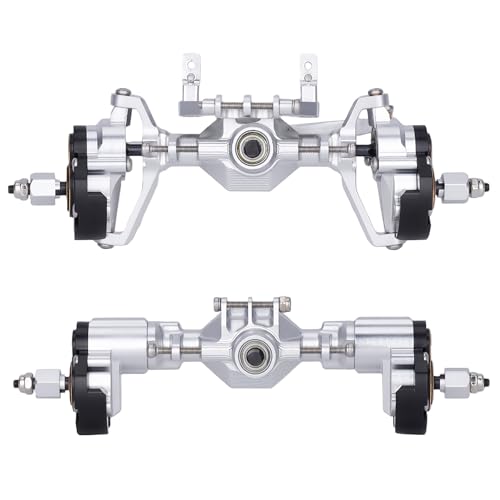 Ascent-18 Portal Axle Set for Redcat Ascent-18 Upgrade, CNC Aluminum Front & Rear Axles with Brass Portal Covers, Steel Gears, Servo Mount & Steering Links (Silvery) - color: Silvery
