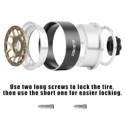 GLOBACT 1.9 Beadlock Wheel Rims for TRX4 TRX6 Axial SCX10 Redcat GEN7, BR | Aluminum RC Wheel Hub, Adjustable 4 Offsets, 1/10 RC Crawler Upgrade - color: Bronze