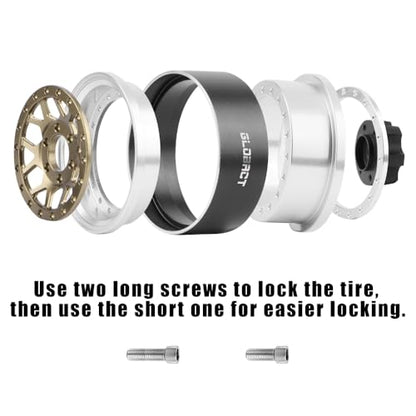 GLOBACT 1.9 Beadlock Wheel Rims for TRX4 TRX6 Axial SCX10 Redcat GEN7, BR | Aluminum RC Wheel Hub, Adjustable 4 Offsets, 1/10 RC Crawler Upgrade - color: Bronze
