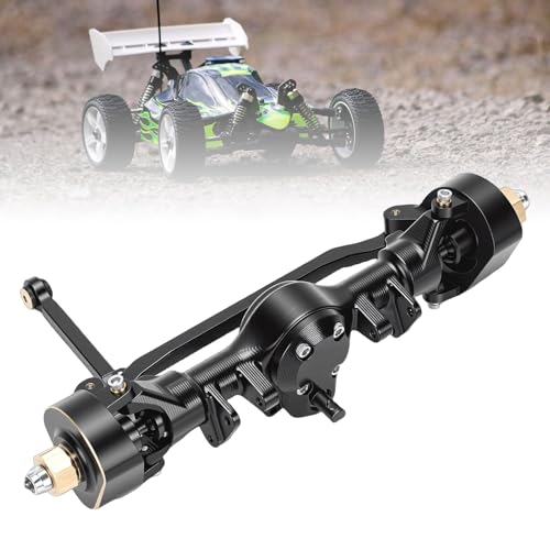 Drfeify RC Front Axle, Aluminum Brass Portal Upgrade Kit with Housing for 1/24 SCX24 RC Crawler Axle Housing Assembly Black