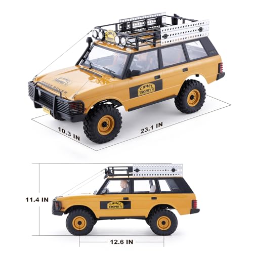 FMS 1/10 FCX10 Land Rover Camel Trophy Edition RC Crawler, Hobby RC Rock Crawler with Lighting System, 4-Link Suspension for Adults, RS (Range Rover) - color: Range Rover