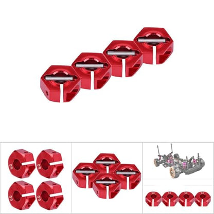 4 Pcs Universal Wheel Hex Hub Adapters,12mm Wheel Hex Mount with Pins and Screws,Wheel Hex Drive Adapters Hub RC Model Vehicle Accessory for RC Spare Part RC Car Upgrade Parts (6.0MM red) - size: 6.0MM red