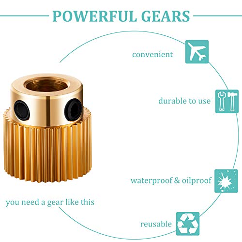 Mudder 10 Pcs 40 Teeth Brass Extruder Wheel 3D Printer Parts Drive Gear Extruder Wheel Compatible with Ender 3/3 Pro, Ender 5/5 Pro/5 Plus, Cr-10, Cr-10s, S4, S5
