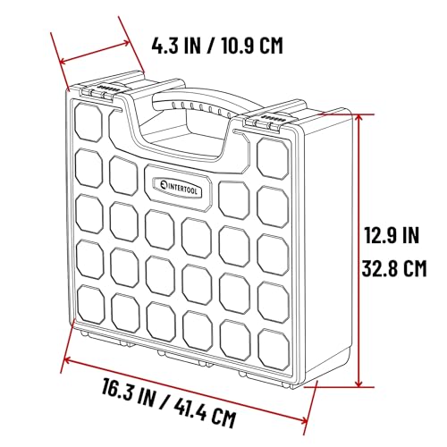 INTERTOOL Hardware Organizer with 8 Deep Removable Bins - Small Parts Storage Tool Box for Nuts, Bolts, Screws, Nails - 16.5" x 13" x 4.5" - Portable Handle Transparent Lid with Locks BX08-4034 - style: 8 Removeable Bins, Deep