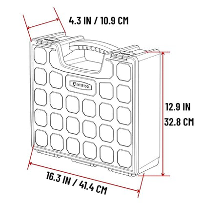 INTERTOOL Hardware Organizer with 8 Deep Removable Bins - Small Parts Storage Tool Box for Nuts, Bolts, Screws, Nails - 16.5" x 13" x 4.5" - Portable Handle Transparent Lid with Locks BX08-4034 - style: 8 Removeable Bins, Deep