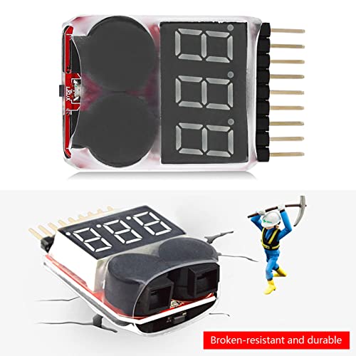 Lipo Battery LED Tester, Long Lasting Low Voltage Alarm Buzzer Checker for RC Enthusiasts
