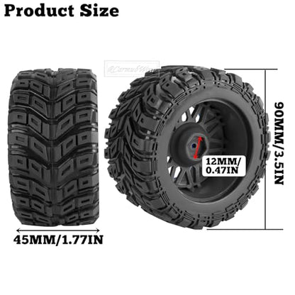 RC Wheels and Tires for 1/16 Scale,RCarmubWow Plastic Rim Rubber Tires for 1/16 Summit E-Revo Gorgon Grom,Mini Kraton 3S, M-J-X16207-16210, H-B-X16889 16890,S-C-Y16101-16106 RC Truck,Black&Navy Blue - color: Black W/Navy Blue(4pcs)