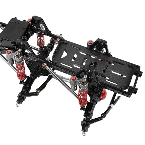 Metal Upgraded 6x6 RC Car Chassis Frame with 2 Front Steering Axles and Middle Axle Transmission 2 Battery Trays DIY for Axial SCX10 1/10 RC Crawler Car Parts (Without Wheels)
